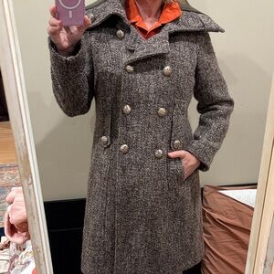 Calvin Klein Tweed Double-Breasted Pea Coat